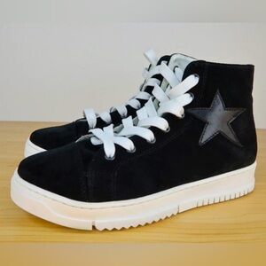 Michael Pasinkoff Black Suede Leather High Top Sneakers Women’s US 6 Euro 36 EUC